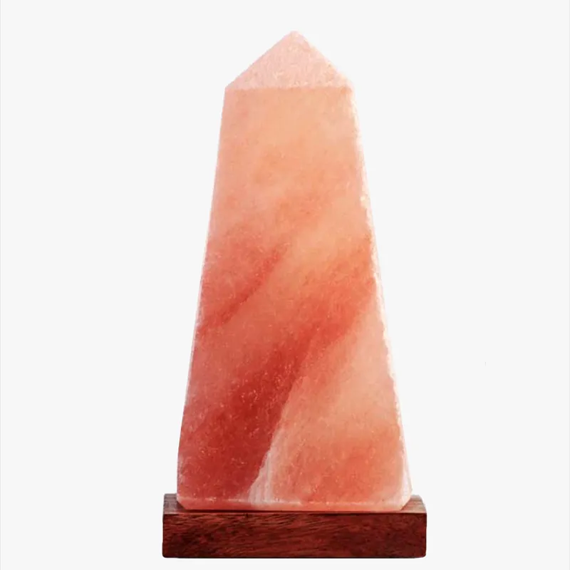 Lámpara de sal en forma de obelisco OEM hecha a medida al por mayor, hecha de sal natural 100% de sal rosa del Himalaya pura para decoración de oficina