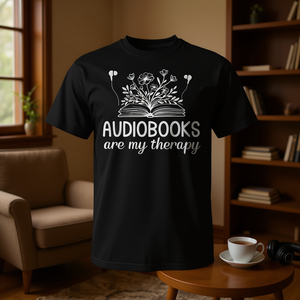 Camiseta Promocional para Mujeres Amantes de los Audiolibros: Son Mi Terapia - Product Image 3