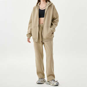 ชุดวอร์มผู้หญิงผ้าฝ้ายเทอร์รี่ซัก2ชิ้นชุดวอร์ม2ชิ้นสไตล์วินเทจสำหรับฤดูร้อนออกแบบได้ตามที่ต้องการ - Product Image 2