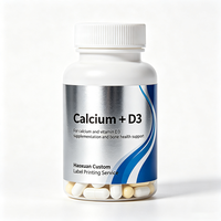 Etiquetas Personalizadas Haoxuan para Botellas de Suplementos de Calcio, Adhesivos Impresos Impermeables con Película Plateada para Empaquetado de Productos Nutricionales