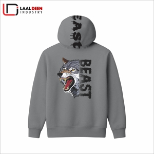 เสื้อฮู้ดกราฟิกสำหรับผู้ชายโอเวอร์ไซส์ผ้าคอตตอน100% แบบเรียบปักโลโก้ด้านหน้าแบบตะเข็บตะเข็บ - Product Image 2