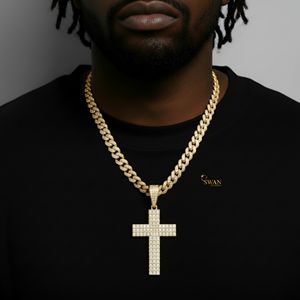 Bold 10K oro sólido laboratorio cultivado diamante Cruz Colgante con cadena cubana Iced Out Hip Hop collar joyería religiosa de lujo para hombres - Product Image 5