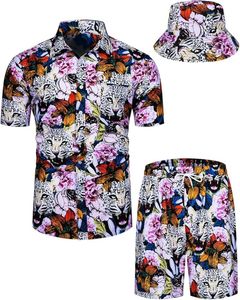 <b>Mens</b> 3PCS Outfit Custom Hawaiian <b>Shirt</b> Shorts and Bucket Hat Set deal for Beach <b>Parties</b> or Summer Trips print - Product Image 5