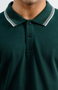 Polo à manches courtes personnalisé de qualité supérieure à col côtelé essentiel à l'ourlet droit coupe ajustée style décontracté en coton fabriqué par HP - Product Image 3