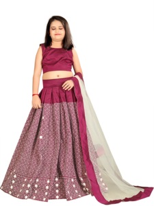 Shoryam Fashion Lehenga Choli pour enfants, longueur au sol |   Vêtements ethniques pour filles de 2 à 5 ans |   Broderie pour tenue de soirée violette |   Tout - Product Image 2