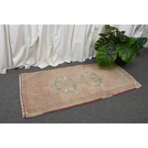 Alfombra de lana turca Beige Vintage de 1,7x3,4 pies, hecha a mano, clásica, área grande, retales abstractos, diseño Rectangular para pasillo, látex - Product Image 3