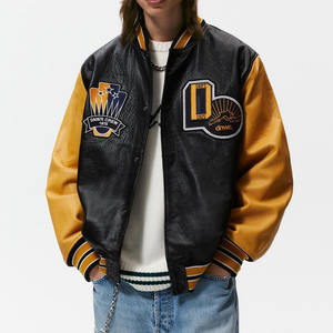 Conception personnalisée Chenille Patch 3D Logo Leatherman Hiver Col Montant Varsity Jacket Pu Cuir Hommes - Product Image 1