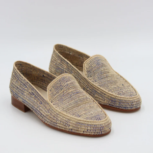 รองเท้ามอคคาซิน Raffia,รองเท้าโลฟเฟอร์ Raffia สำหรับผู้ชายรองเท้ามอคคาซินอ็อกซ์ฟอร์ดรองเท้าผู้ชายใยต้นปาล์มธรรมชาติ - Product Image 1