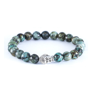 High Quality Polished African turquoise Crystal <b>Buddha</b> <b>Beads</b> Round Stone Gemstone Fashion Jewelry for Men Women Gift Energy - Product Image 4