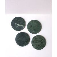 Sous-verres ronds décoratifs en marbre, sous-verres en ardoise de pierre naturelle verte, accessoires de cuisine