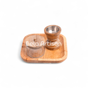 Bela Artisan Plateau en bois fait à la main et brûleur Mubkhar pour achat en gros Remises sur grande quantité pour le Ramadan - Product Image 4