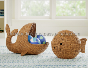 Round Bamboo Storage <b>Basket</b> Eco-friendly Durable Cute Handwoven Multi-functional Home Bedroom Nursery Kids Room Wardrobe Bin - Product Image 5