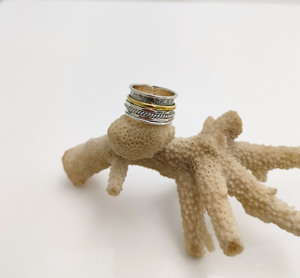 Anillos giratorios de plata de ley 925 hechos a mano, de gran venta, para mujer, con diamantes de 14K de pureza, anillo antiansiedad, de promesa, para boda o fiesta. - Product Image 1