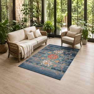 RUGS DEPOT LXDP-0530 Wholesale Charcoal Grey Ethnic Kilim Digital Printed Machine Washable Chenille Area Rug Non <b>Slip</b> - Product Image 6