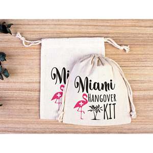 Bolsas Personalizadas de Algodón Orgánico para Kits Antiresaca, Bolsas de Recuperación Serigrafiadas para Fiestas y Bodas, para Manualidades y Juguetes - Product Image 6