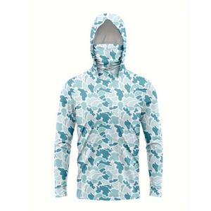Chemise de pêche à manches longues à capuche camouflage pour homme, UPF 50, anti-UV, séchage rapide, respirante, en polyester, pull-over - Product Image 4