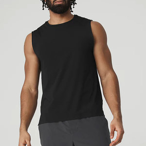 Débardeurs de gymnastique noirs respirants et décontractés en coton pour hommes - Product Image 1