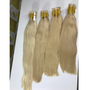 Paquetes de cabello humano virgen vietnamita 100% cutícula hueso alineado recto teñido Rubio Color claro suministro a granel sin procesar - Product Image 2