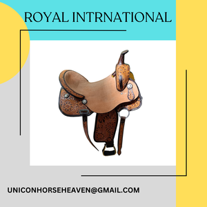 ROYAL INTERNATIONAL Selle de course western en cuir de qualité supérieure, sculptée à la main, avec assise rugueuse - Product Image 2