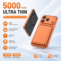 Batterie externe magnétique portable Qi2 sans fil, mini chargeur de téléphone ultra-fin USB C 5000 mAh, chargeur rapide 5000 mAh pour iPhone