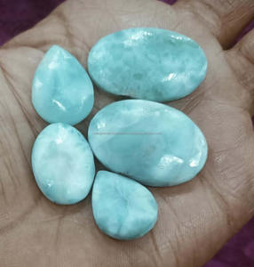 Larimar อัญมณีทรงวงรีคู่อัญมณีหลวมเรียบอัญมณีทำเครื่องประดับวันพิเศษ - Product Image 5
