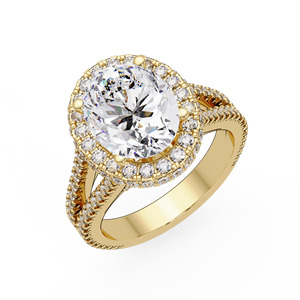 Anillo de Oro Sólido de 14K con Halo Ovalado de Diamantes Cultivados en Laboratorio, Anillo de Boda con Diamantes Engastados en Pavé, Certificado IGI, Joyería Personalizada al por Mayor - Product Image 3