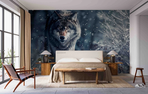 3D Winter Forest Wolf carta da parati auto adesiva rimovibile murale - Product Image 4