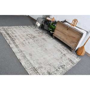 Alfombra de látex de lana de pelo medio ecológica turca clásica Vintage Beige 5,4X8,6 pies área grande Rectangular Patchwork abstracto - Product Image 4