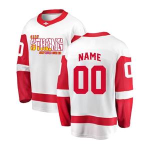 ชุดฮอกกี้น้ำแข็งดีไซน์ใหม่ล่าสุด คุณภาพสูง ผลิตภัณฑ์ใหม่ รักษ์โลก แห้งเร็ว ระบายอากาศได้ดี พร้อมปักชื่อทีมตามสั่ง ผลิตจากโพลีเอสเตอร์ 100% - Product Image 1