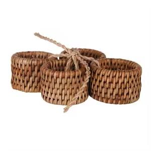Juego de servilletas de ratán Natural hecho a mano, 4 servilletas personalizadas marrones a rayas, anillos, ajuste de mesa, accesorios de fiesta - Product Image 5