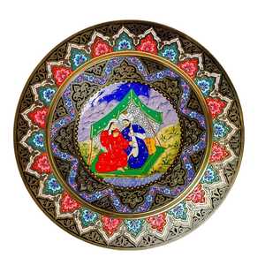 Assiettes rondes de service en laiton pur, de haute qualité, pour restaurants et hôtels, avec motif de paon gravé - Product Image 3