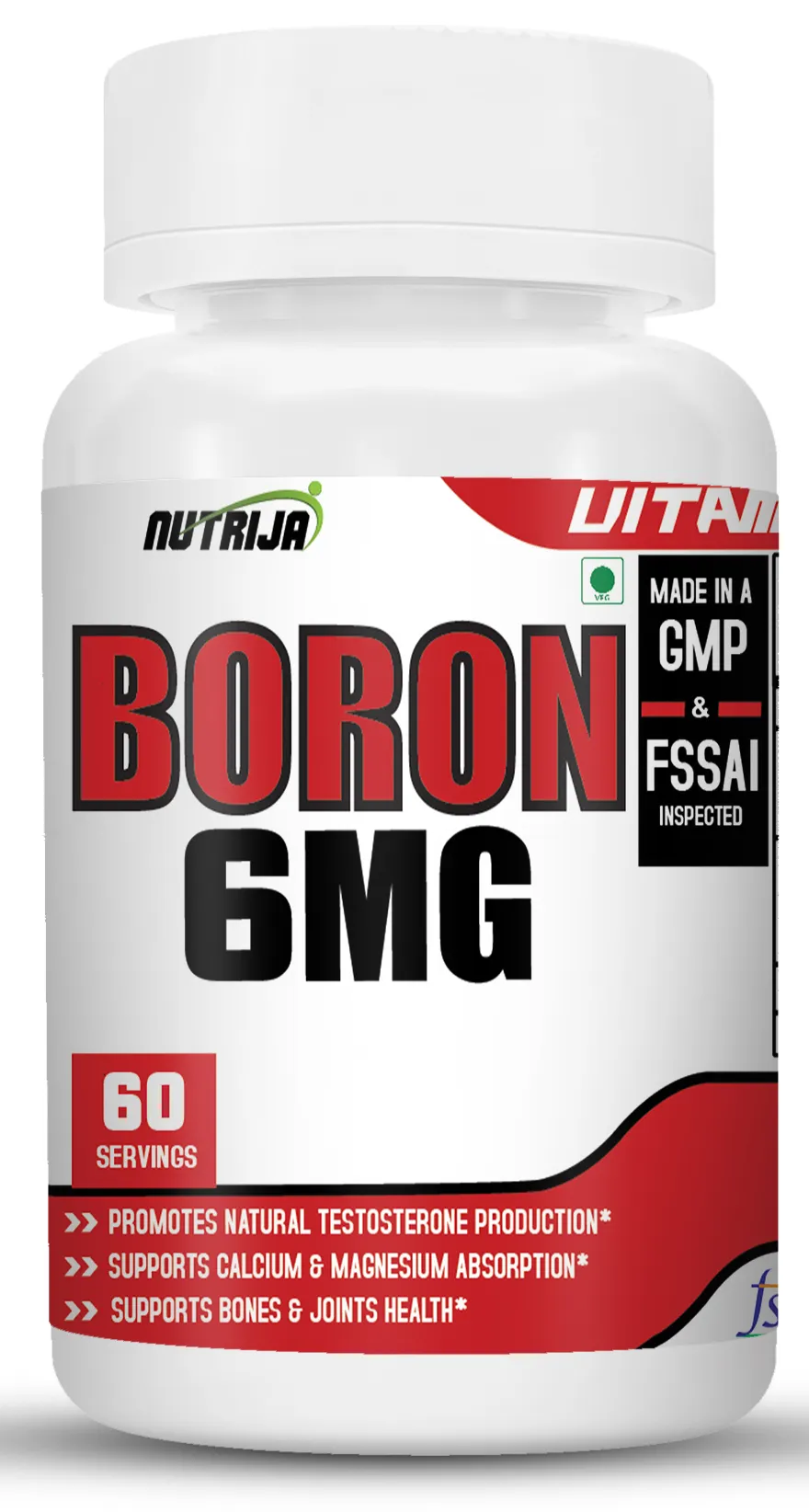 Boro 6MG como Citrato de boro/Aspartato/Conjunto de glicina em cada dose - 60 cápsulas