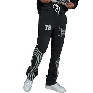 Pantalons de survêtement pour hommes, coupe ample décontractée, 100% coton, légers, à devant plat, taille mi-haute, pantalons de jogging d'hiver, service OEM - Product Image 3