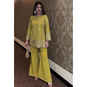 Ropa de Mujer India y Pakistaní de Primera Calidad para Ocasiones Especiales, Vestido de Novia con Bordado de Lentejuelas de Diseñador, Tela de Georgette Sintética - Product Image 1