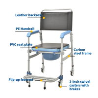 Chaise de toilette mobile anti-basculement Safe-Guard |   Fauteuil roulant de toilette imperméable à hauteur réglable |   Aide médicale haute capacité 125 kg