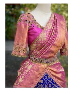 Boutique de diseño indio tradicional Kanjiveram seda Lehenga exclusivo nupcial Ropa Étnica boda Festival Lehenga Choli mujeres - Product Image 2