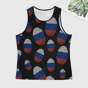 Camiseta sin mangas deportiva para hombre con estampado de huellas dactilares, 100% algodón, para entrenamiento, gimnasio y fitness. - Product Image 2