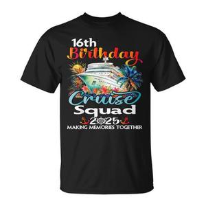 T-shirt per il 16° compleanno a tema Crociere per amici e famiglia, design coordinato per vacanze e promozioni - Product Image 1