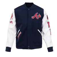 Fabricant OEM sur mesure, veste de baseball slim pour homme de haute qualité, col montant sportif, hiver, logo sur le devant, 100% laine