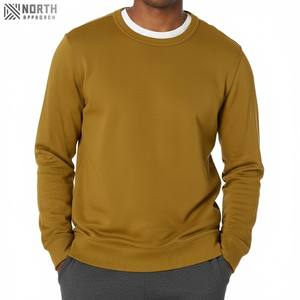 En blanco francés Terry Fleece personalizado cuello redondo Oversize Drop Shoulder lujo 100% algodón pulóver Streetwear Casual hombres sudadera - Product Image 4