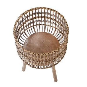 Set Of Three Jute And Wooden <b>Tripod</b> Style Planter For Outdoor And Indoor Decoration - Product Image 3