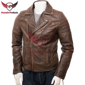 Chaqueta de Cuero Marrón Genuino para Hombre, Corte Ajustado, Estilo Motero, Vintage, de Piel Vacuna Envejecida, Abrigo Clásico Personalizado, Prenda Exterior de Moda para Invierno - Product Image 6
