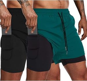 Pantalones cortos de gimnasio para hombres Cintura elástica Secado rápido Correr Entrenamiento Pantalones cortos atléticos con bolsillos - Product Image 5