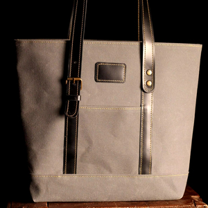 Práctico bolsillo exterior de tela de alta calidad Diseño de bolsillo exterior Bolsa de compras de comestibles Bolsa de lona Negro liso - Product Image 1