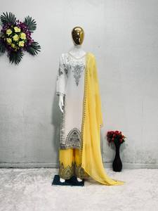 Conjunto de Palazzo de 3 Piezas para Mujer, Estilo Indio, con Bordado Elegante, Tela Georgette de Secado Rápido, Ideal para Bodas y Diwali, Marca SHIV FASHION - Product Image 4