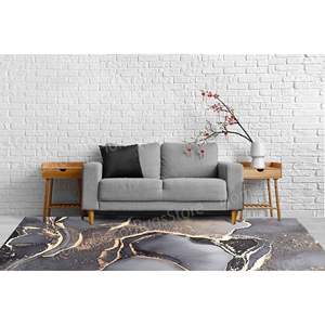 Alfombra Brillante de Lujo con Diseño de Mármol para Pasillo, Interior, Gris Dorado, Tinta de Alcohol, Oficina, Sala de Estar, Alfombra Estampada, Alfombra de Terciopelo de Lujo - Product Image 1