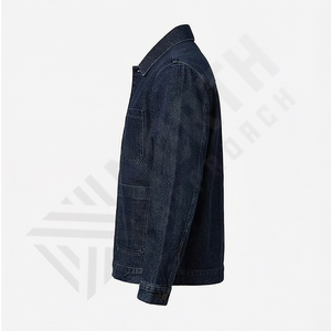 Veste en jean bleu foncé pour homme, classique, décontractée, boutonnée, vêtement d'extérieur élégant, streetwear, coupe ajustée, durable, rétro, vêtement de travail - Product Image 3