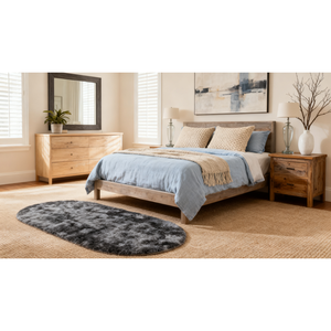 Tappeto Ovale Tie-Dye in Poliestere Ultra Morbido Antiscivolo 31x62 Grigio Scuro per Soggiorno Camera da Letto Ingresso - Product Image 3