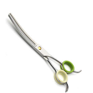 Ciseaux en acier inoxydable 440C durables de 7 pouces usage quotidien flexion vers le bas incurvé moelleux aplati pour le toilettage des animaux de compagnie ANAAIF - Product Image 1