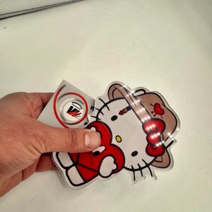 Tuiles magnétiques pour cils en acrylique Hello Kitty en forme de cœur rouge, fleurs, diamants, carrés, réutilisables, étiquette privée, extensions de cils - Product Image 3